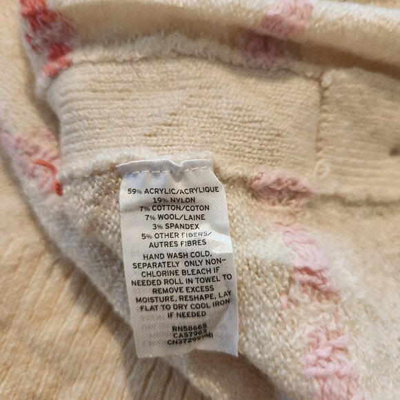 Caslon Winter Sweater Womens Large Knit Wool Blend Fair Isle Off White Buttons - Picture 8 of 10